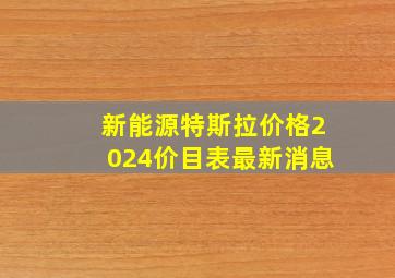 新能源特斯拉价格2024价目表最新消息