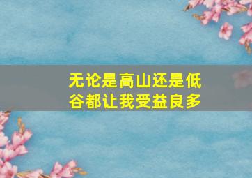 无论是高山还是低谷都让我受益良多