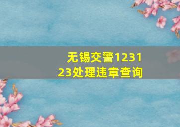 无锡交警123123处理违章查询