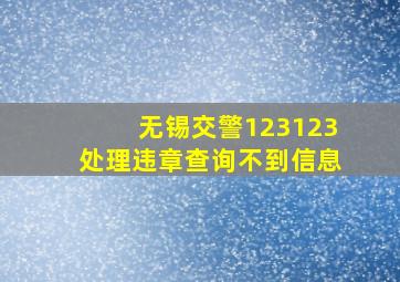 无锡交警123123处理违章查询不到信息