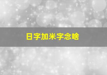 日字加米字念啥