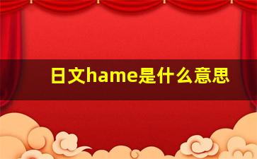 日文hame是什么意思