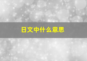 日文中什么意思