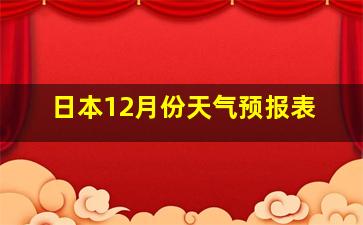 日本12月份天气预报表