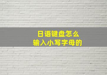 日语键盘怎么输入小写字母的