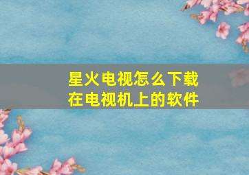 星火电视怎么下载在电视机上的软件