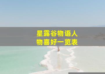 星露谷物语人物喜好一览表