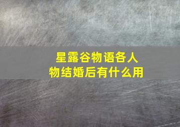 星露谷物语各人物结婚后有什么用