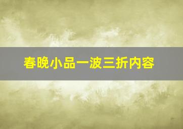 春晚小品一波三折内容