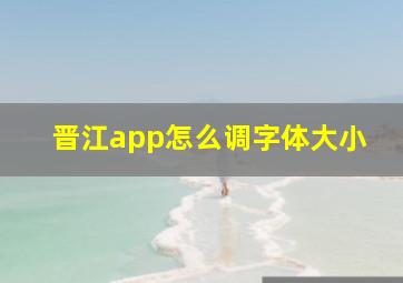 晋江app怎么调字体大小