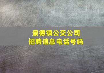 景德镇公交公司招聘信息电话号码