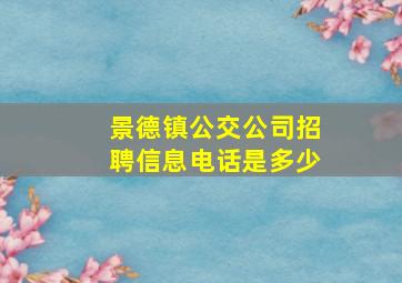 景德镇公交公司招聘信息电话是多少