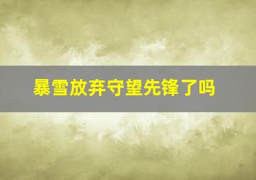 暴雪放弃守望先锋了吗