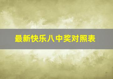 最新快乐八中奖对照表