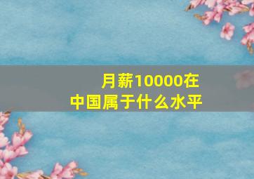 月薪10000在中国属于什么水平