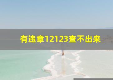 有违章12123查不出来