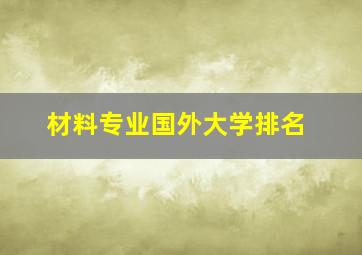 材料专业国外大学排名