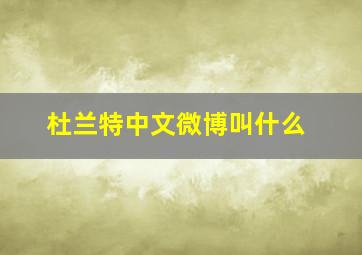 杜兰特中文微博叫什么