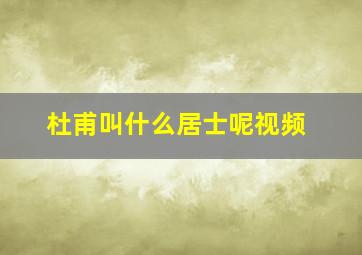 杜甫叫什么居士呢视频