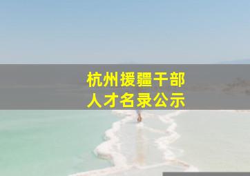 杭州援疆干部人才名录公示