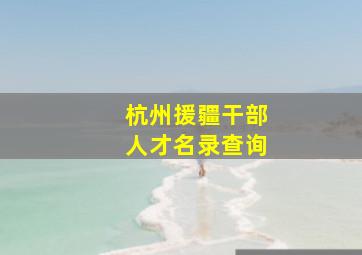 杭州援疆干部人才名录查询