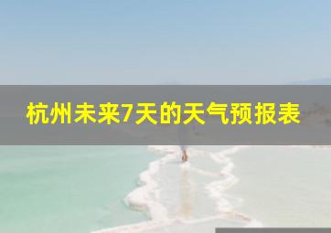 杭州未来7天的天气预报表