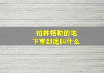 柏林格勒的地下室到底叫什么