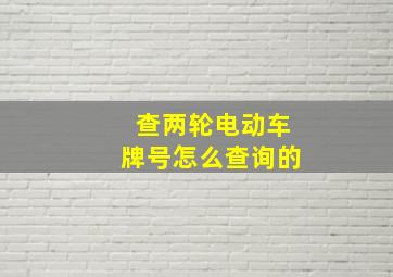 查两轮电动车牌号怎么查询的