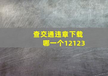 查交通违章下载哪一个12123