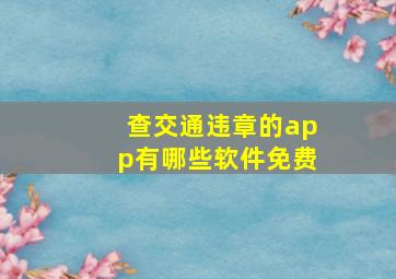 查交通违章的app有哪些软件免费