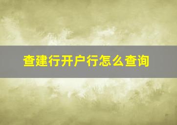 查建行开户行怎么查询