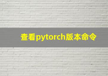 查看pytorch版本命令