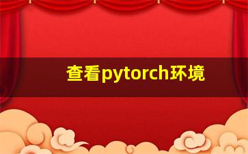 查看pytorch环境