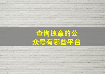 查询违章的公众号有哪些平台