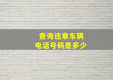 查询违章车辆电话号码是多少