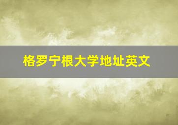 格罗宁根大学地址英文