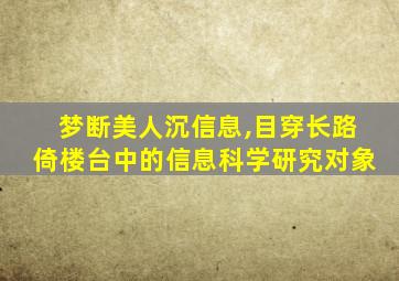 梦断美人沉信息,目穿长路倚楼台中的信息科学研究对象