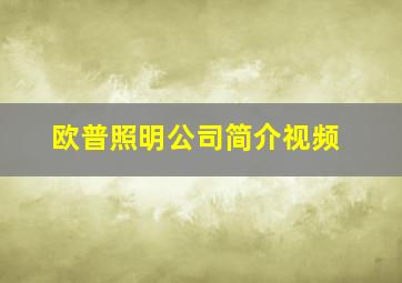 欧普照明公司简介视频