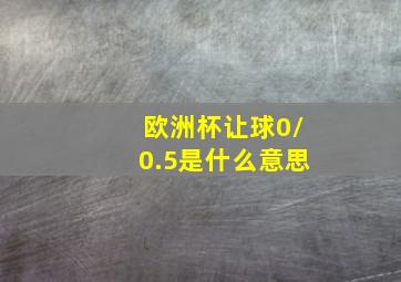 欧洲杯让球0/0.5是什么意思