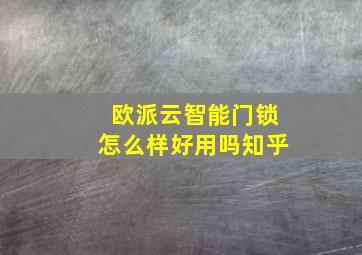 欧派云智能门锁怎么样好用吗知乎