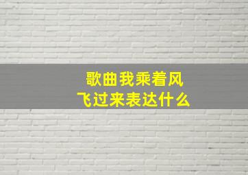 歌曲我乘着风飞过来表达什么