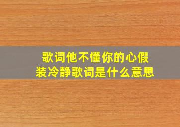 歌词他不懂你的心假装冷静歌词是什么意思