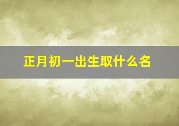 正月初一出生取什么名