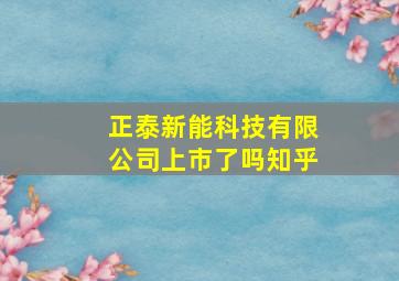 正泰新能科技有限公司上市了吗知乎