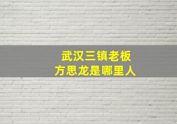 武汉三镇老板方思龙是哪里人