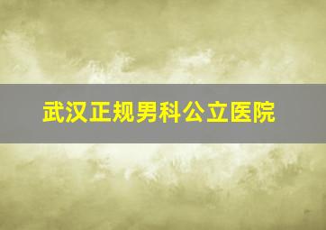 武汉正规男科公立医院