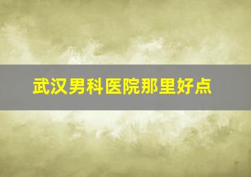 武汉男科医院那里好点