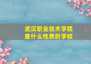 武汉职业技术学院是什么性质的学校