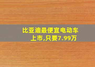 比亚迪最便宜电动车上市,只要7.99万