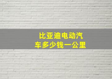 比亚迪电动汽车多少钱一公里